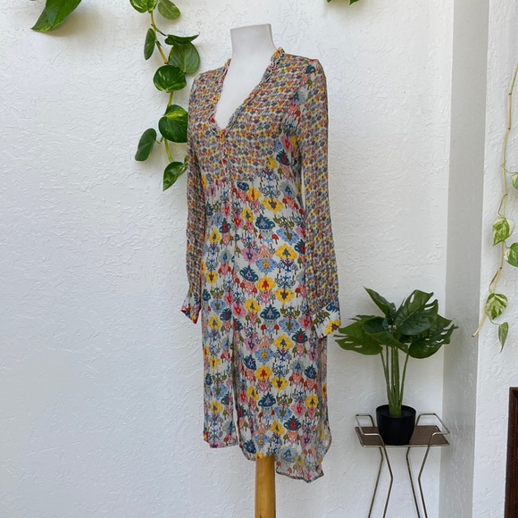 Retro Floral Indian Style Tunic Top Long Sleeve Boho Hippie Festival Cover Up - Picture 1 of 7